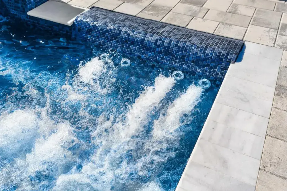 Crystal-Clear Water and Bubbling Jets in Heated Spa